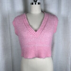Boden Wool Mohair Blend Fuzzy Crop Sweater Vest Bubble Gum Pink Sleeveless Small